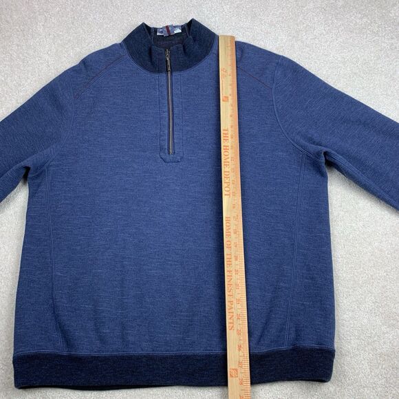 Tommy Bahama Reversible Sweatshirt Pullover Quarter Zip Blue Black XL Sweater - Picture 15 of 16